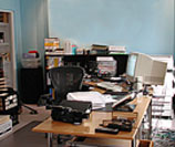 cluttered home office