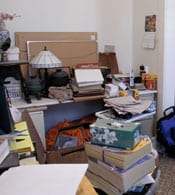home office dumping ground before staging