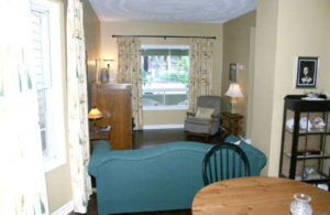 Living room view from dining area