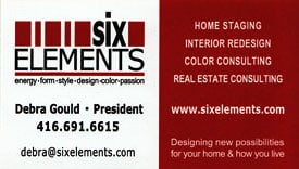 Six Elements Home Staging Business Card